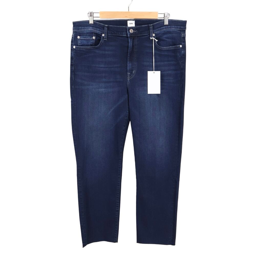 NWT Edwin Bree Mid-Rise Straight Leg Crop Stretch Denim In Night Sky Size 34